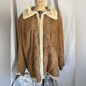 IZ Sport Teddy Lined Embroidered Faux Suede Coat